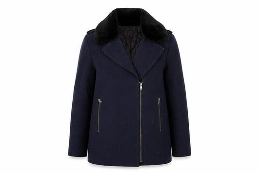 Womens UK Size 8 H&M Blue Biker Coat