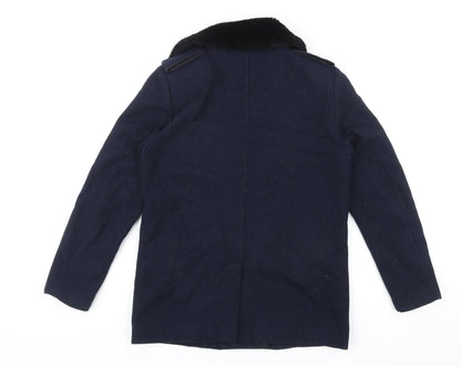 Womens UK Size 8 H&M Blue Biker Coat