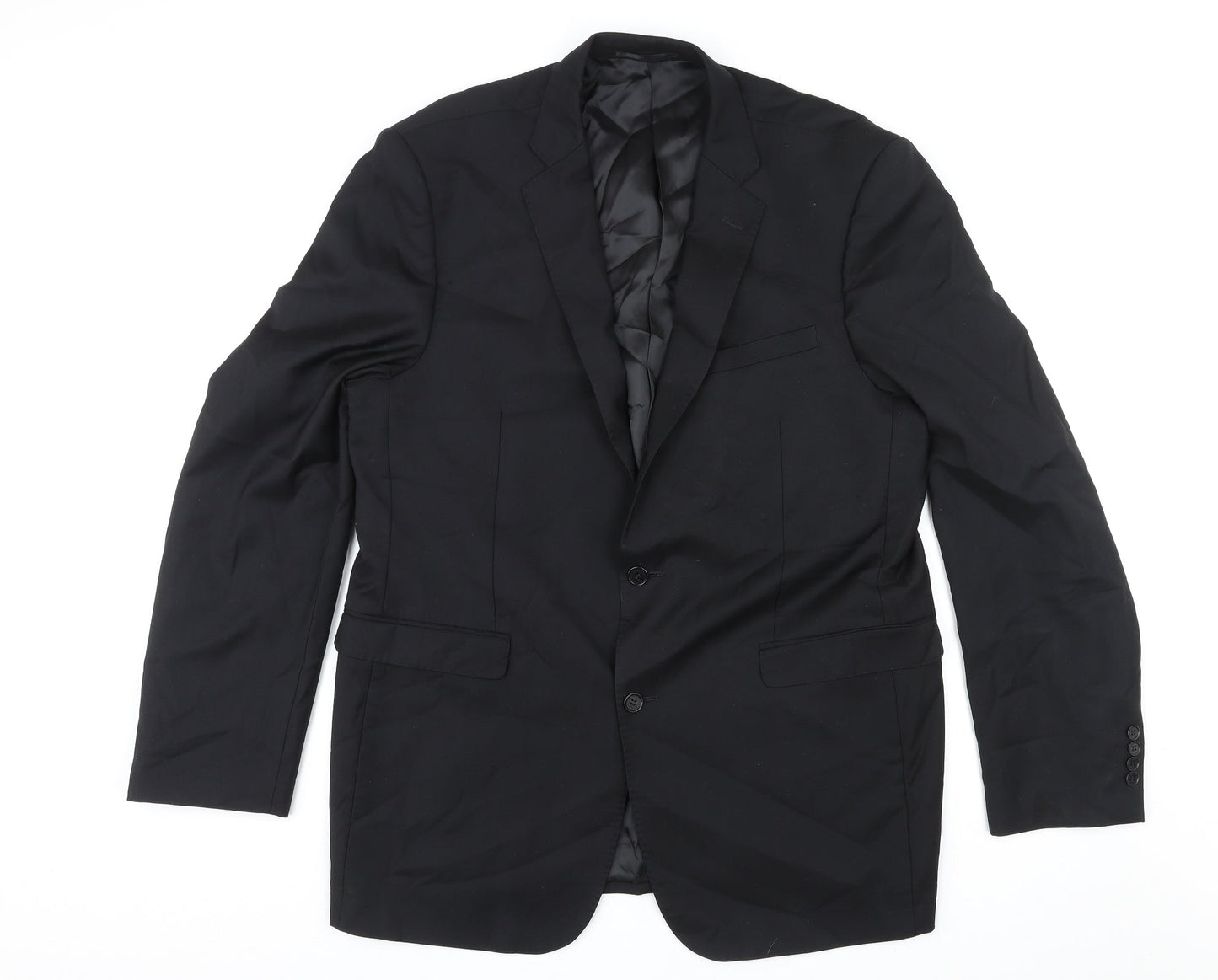 Mens UK Size 46 Lanificio Regular Black Suit Jacket