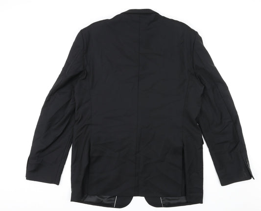 Mens UK Size 46 Lanificio Regular Black Suit Jacket