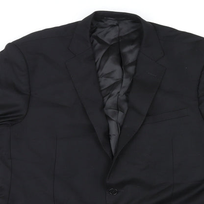 Mens UK Size 46 Lanificio Regular Black Suit Jacket