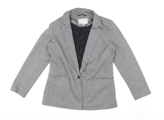 Oasis Womens Grey Plaid Polyester Jacket Blazer Size 14