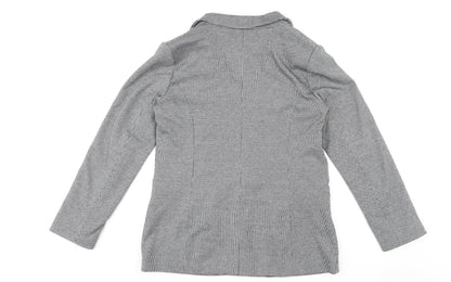 Oasis Womens Grey Plaid Polyester Jacket Blazer Size 14