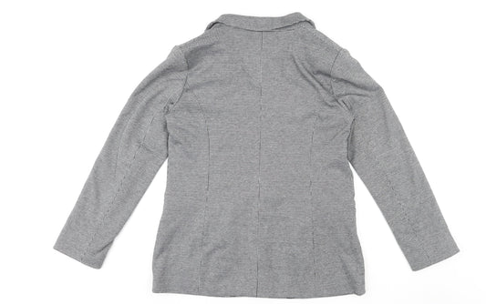 Oasis Womens Grey Plaid Polyester Jacket Blazer Size 14