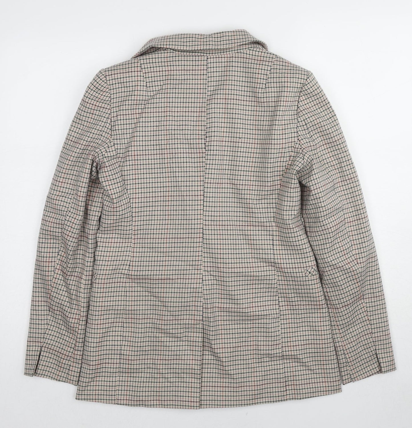 Miss Selfridge Womens Beige Plaid Polyester Jacket Blazer Size 8