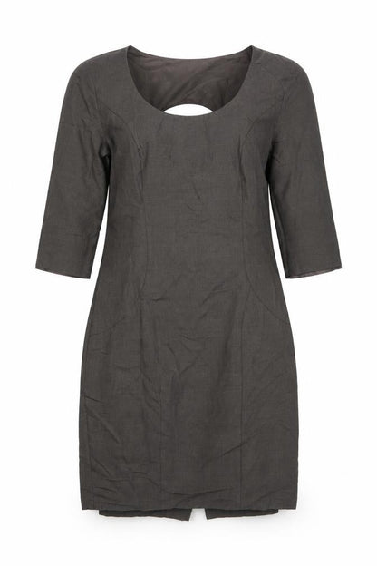 Pepperberry Womens Grey Geometric Polyester Shift Size 14 Round Neck Zip
