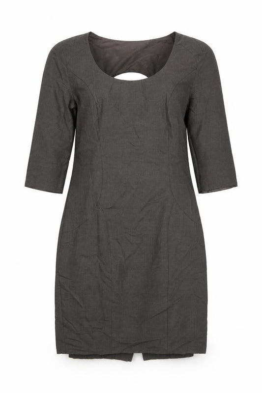Pepperberry Womens Grey Geometric Polyester Shift Size 14 Round Neck Zip