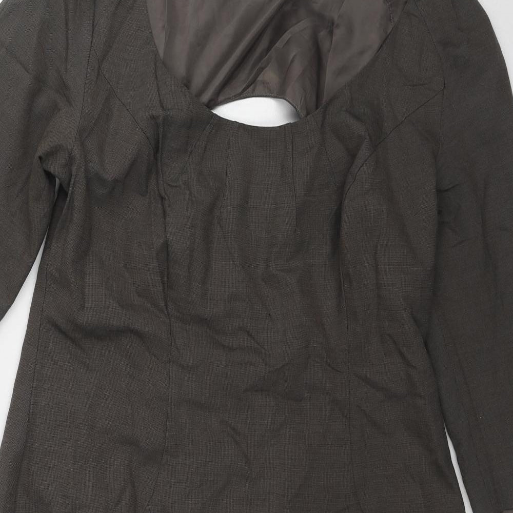 Pepperberry Womens Grey Geometric Polyester Shift Size 14 Round Neck Zip