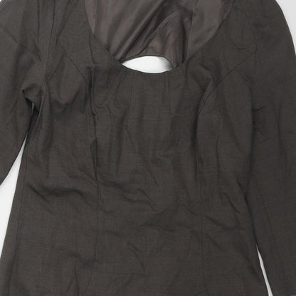 Pepperberry Womens Grey Geometric Polyester Shift Size 14 Round Neck Zip