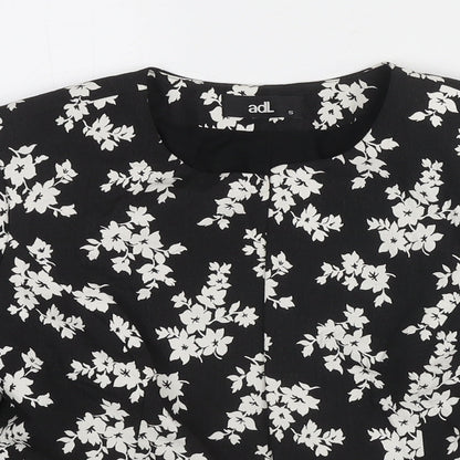 adL Womens Black Floral Jacket Blazer Size S