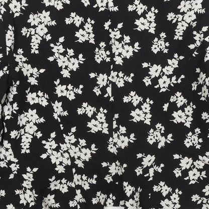 adL Womens Black Floral Jacket Blazer Size S