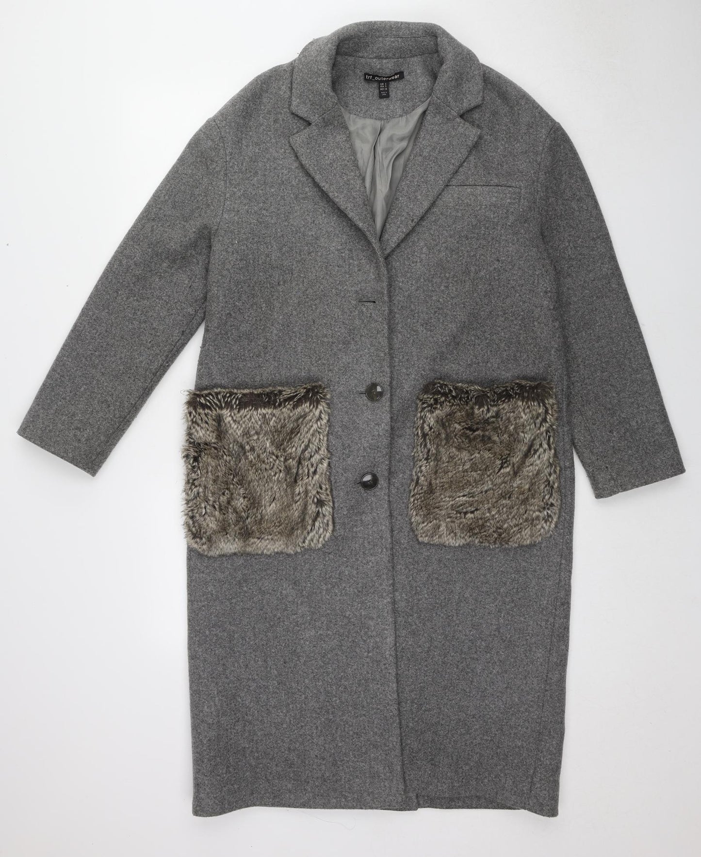 Womens UK Size S Zara Grey Overcoat