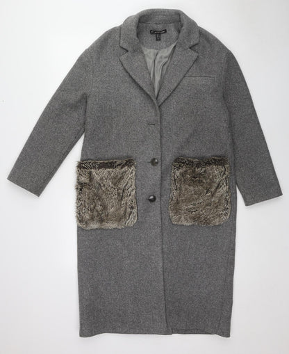 Womens UK Size S Zara Grey Overcoat