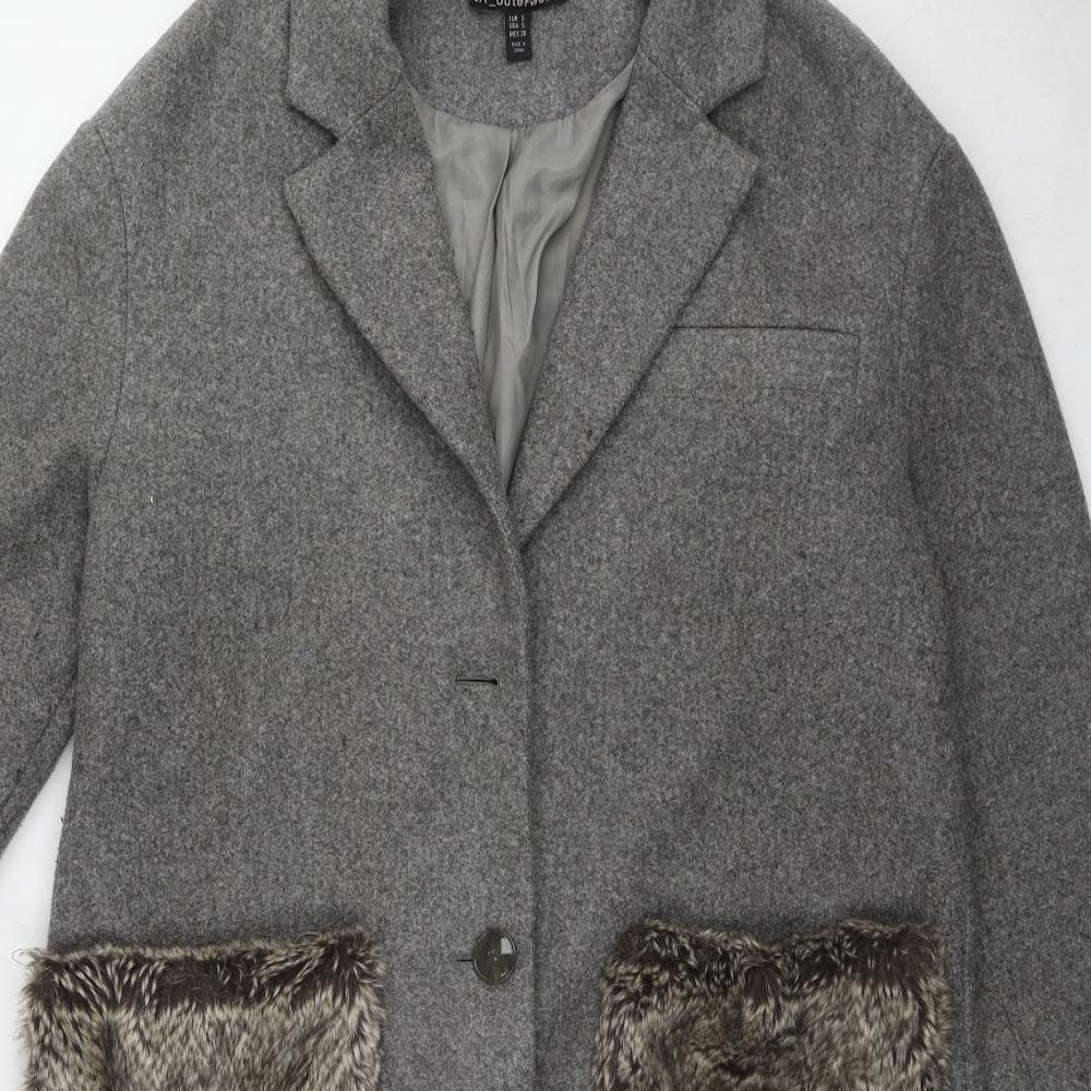 Womens UK Size S Zara Grey Overcoat