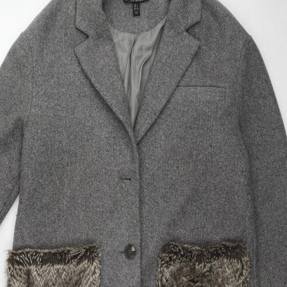 Womens UK Size S Zara Grey Overcoat