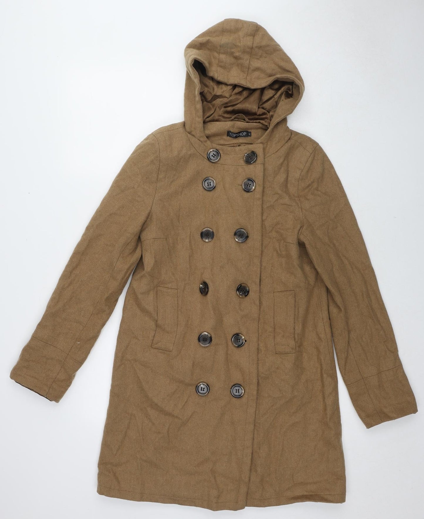 Womens UK Size 12 Topshop Brown Overcoat