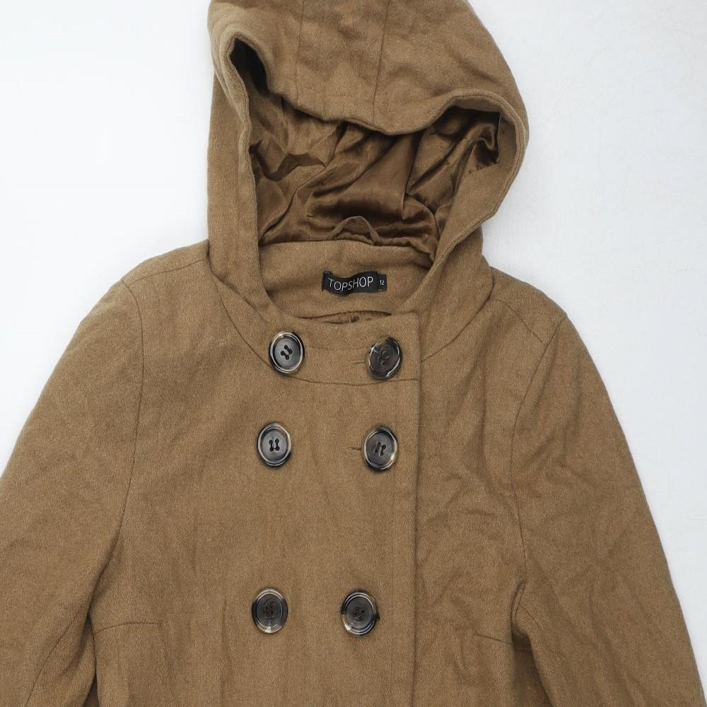 Womens UK Size 12 Topshop Brown Overcoat