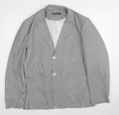 Allegra K Womens Black Striped Cotton Jacket Blazer Size 14