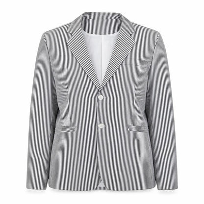 Allegra K Womens Black Striped Cotton Jacket Blazer Size 14