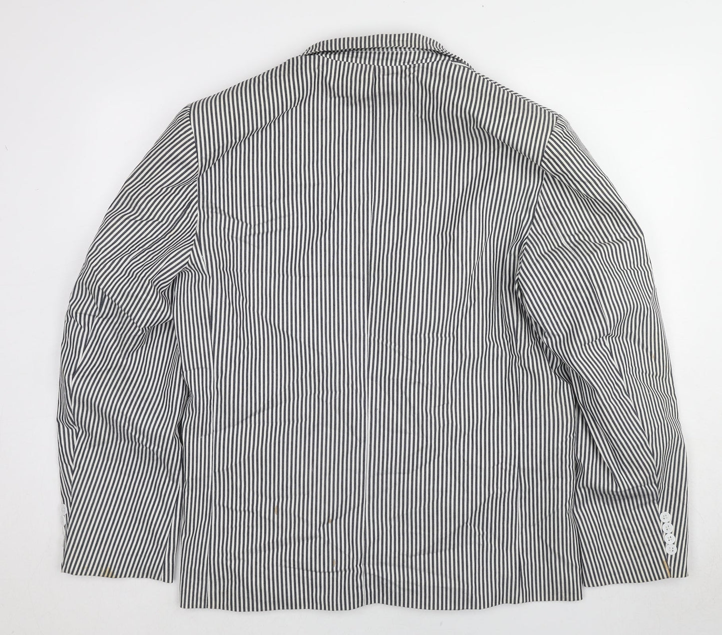 Allegra K Womens Black Striped Cotton Jacket Blazer Size 14