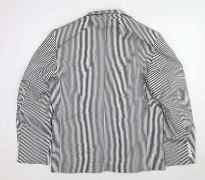 Allegra K Womens Black Striped Cotton Jacket Blazer Size 14