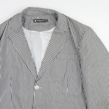 Allegra K Womens Black Striped Cotton Jacket Blazer Size 14