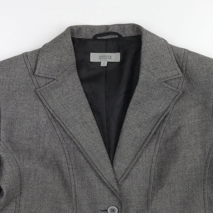 Marks and Spencer Womens Grey Polyester Jacket Blazer Size 14