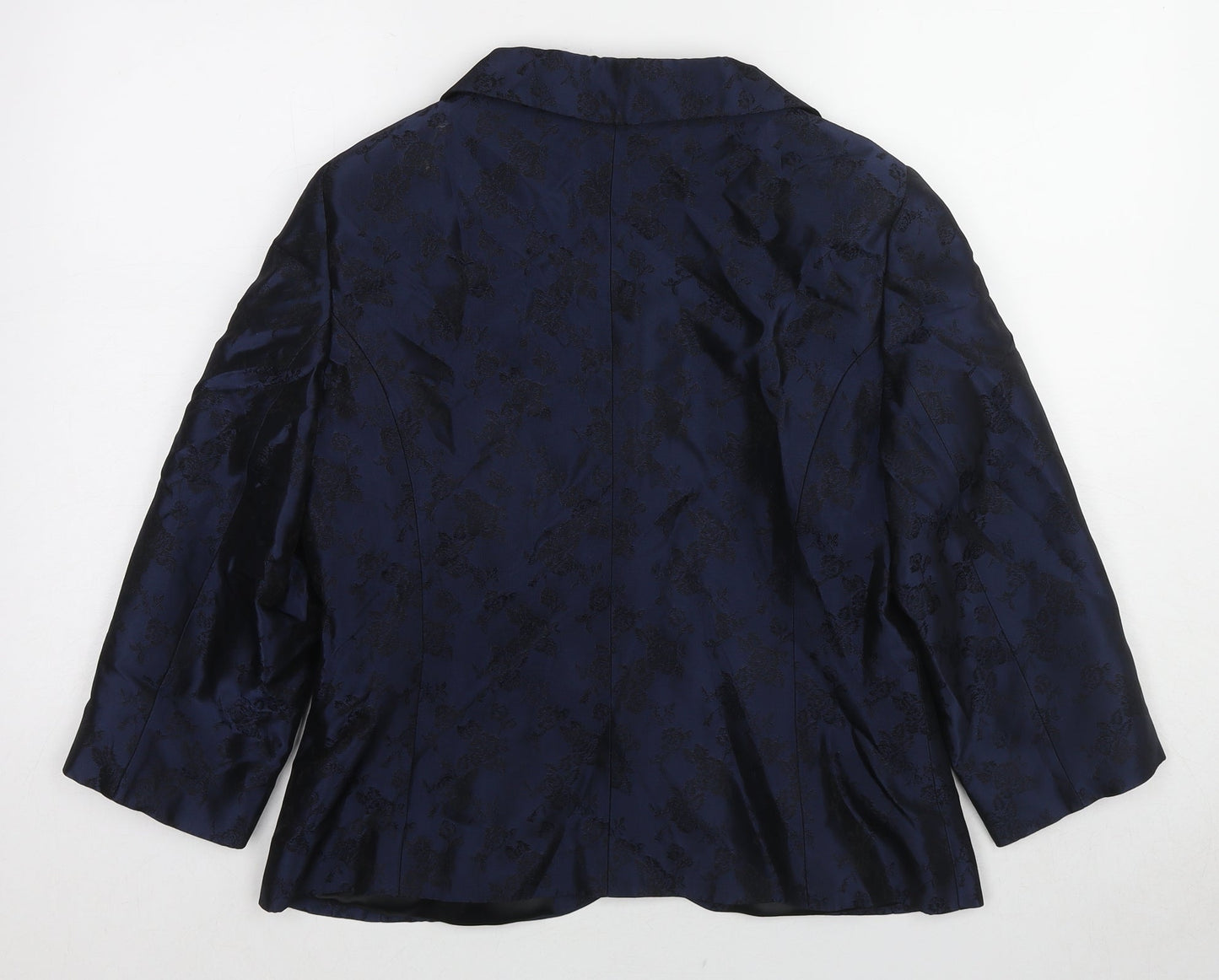 Precis Womens Blue Paisley Acetate Jacket Blazer Size 14