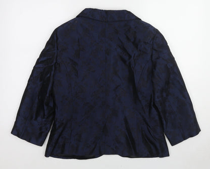 Precis Womens Blue Paisley Acetate Jacket Blazer Size 14