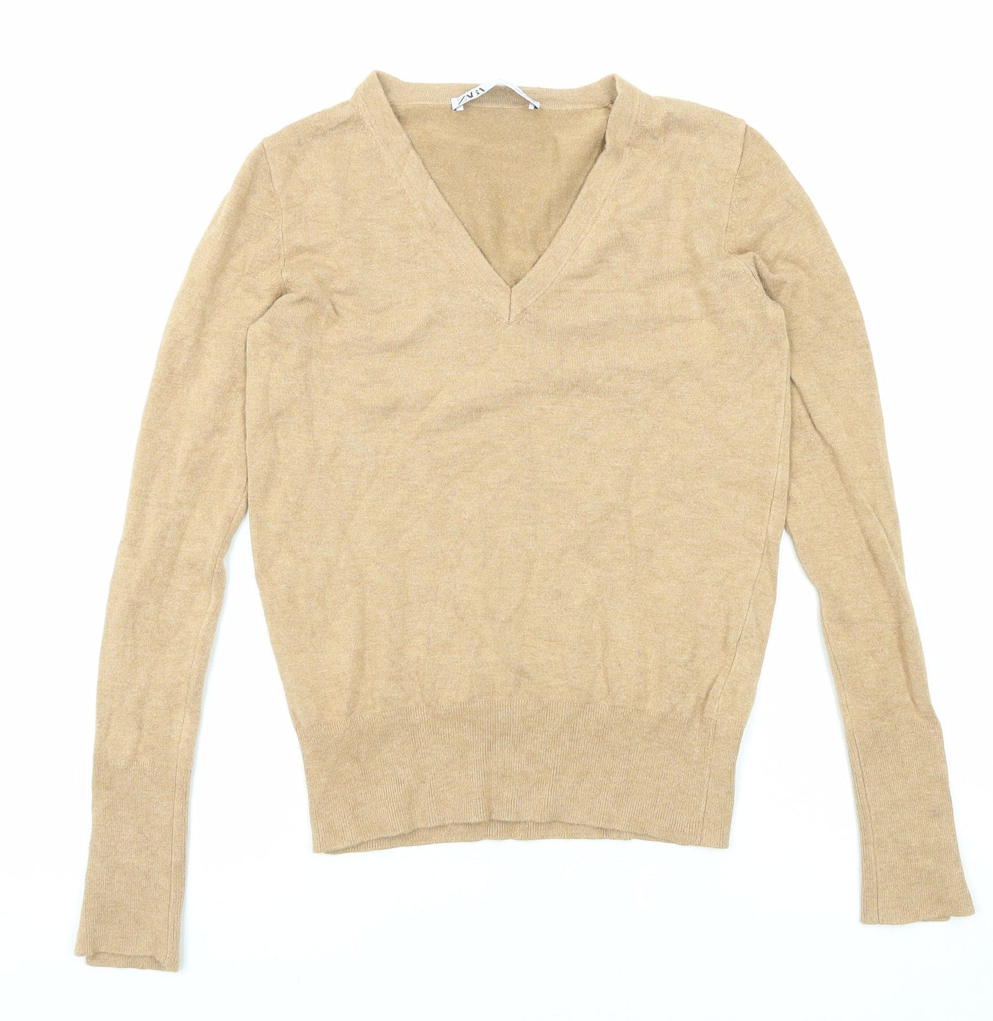 Womens UK Size S Zara Beige Pullover Jumper