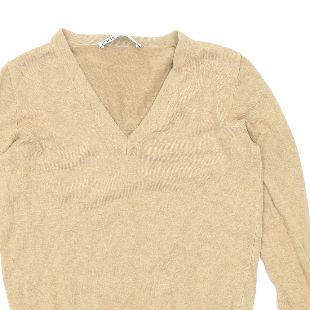 Womens UK Size S Zara Beige Pullover Jumper