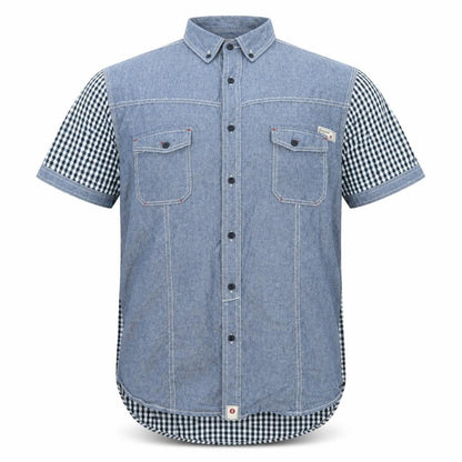 Mens UK Size XL Resistance Blue  Button-Up Short Sleeve Casual Shirt
