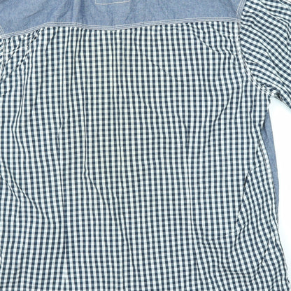 Resistance Mens Blue Check Cotton Button-Up Size XL Collared Button