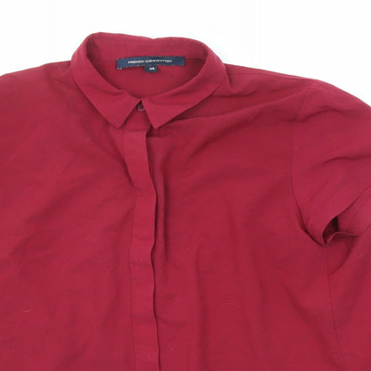 French Connection Womens Purple Polyester Basic Button-Up Size XS Collared