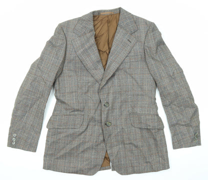 John Weitz Mens Grey Plaid Viscose Jacket Blazer Size 42 Regular