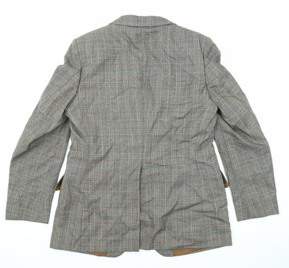 John Weitz Mens Grey Plaid Viscose Jacket Blazer Size 42 Regular
