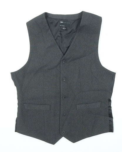 ASOS Mens Grey Polyester Jacket Suit Waistcoat Size 40 Regular
