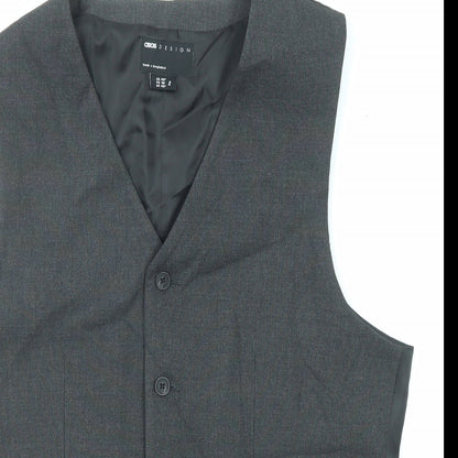 ASOS Mens Grey Polyester Jacket Suit Waistcoat Size 40 Regular