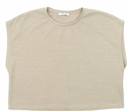 Womens UK Size S Zara Beige Basic T-Shirt