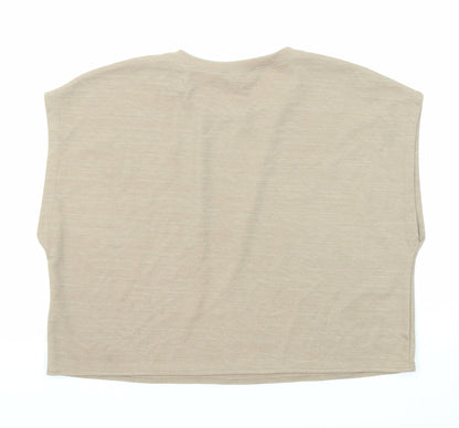 Womens UK Size S Zara Beige Basic T-Shirt