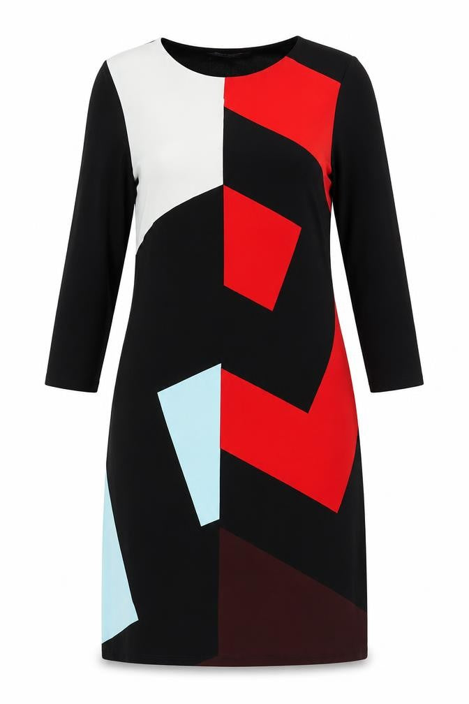 Marks and Spencer Womens Multicoloured Colourblock Polyester Shift Size 8 Boat Neck Pullover