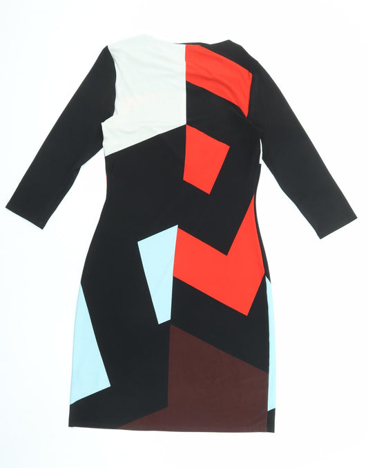 Marks and Spencer Womens Multicoloured Colourblock Polyester Shift Size 8 Boat Neck Pullover