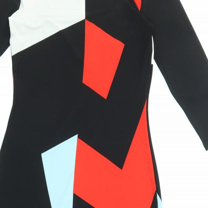 Marks and Spencer Womens Multicoloured Colourblock Polyester Shift Size 8 Boat Neck Pullover