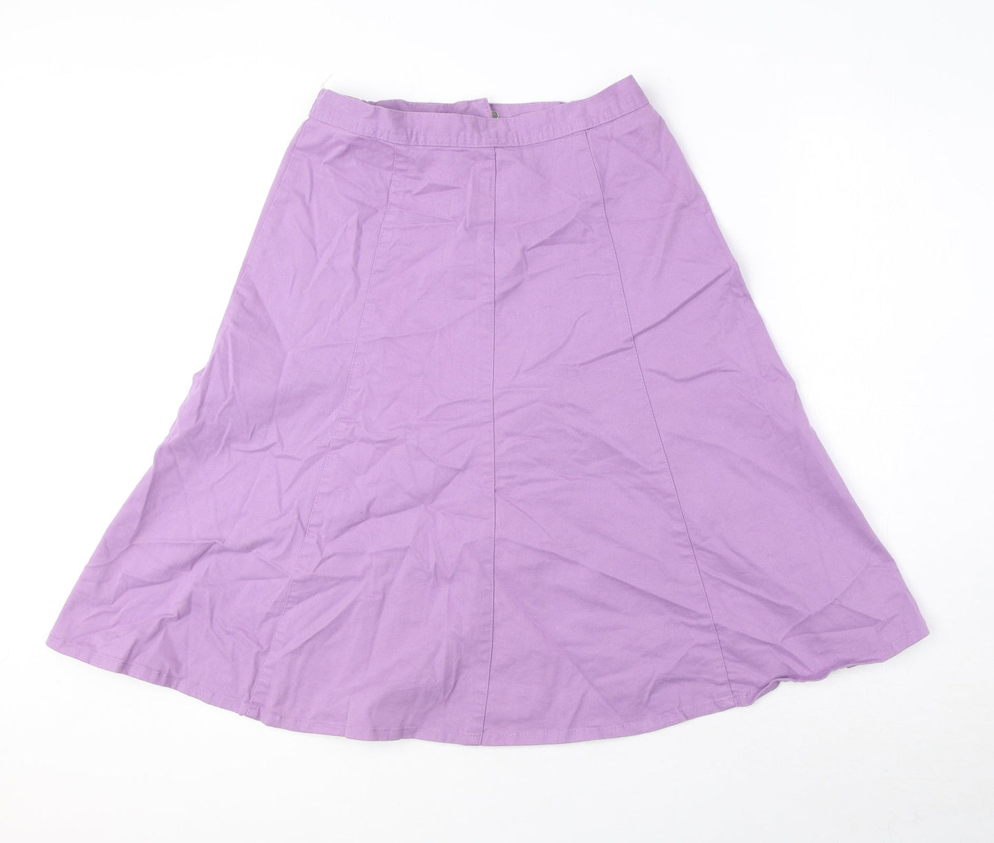 Damart Womens Purple Cotton A-Line Skirt Size 10 Zip