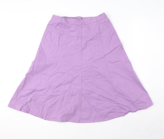 Damart Womens Purple Cotton A-Line Skirt Size 10 Zip