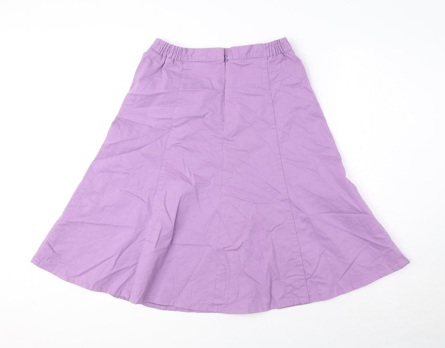 Damart Womens Purple Cotton A-Line Skirt Size 10 Zip
