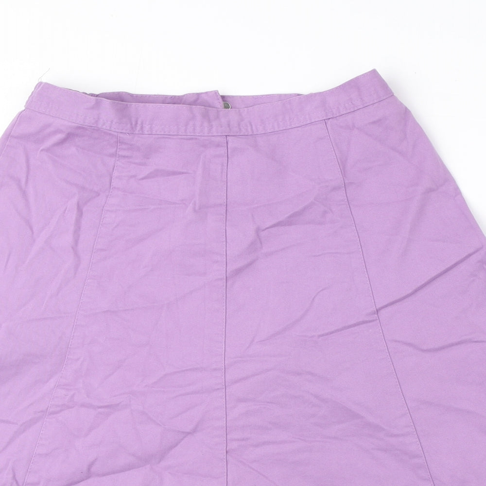 Damart Womens Purple Cotton A-Line Skirt Size 10 Zip