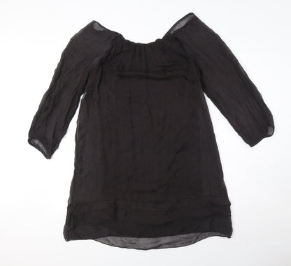 Phase Eight Womens Black Polyester Sheath Size M Boat Neck Pullover