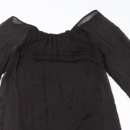 Phase Eight Womens Black Polyester Sheath Size M Boat Neck Pullover