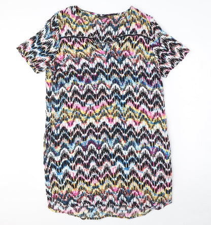 Warehouse Womens Multicoloured Geometric Polyester A-Line Size 12 V-Neck Pullover